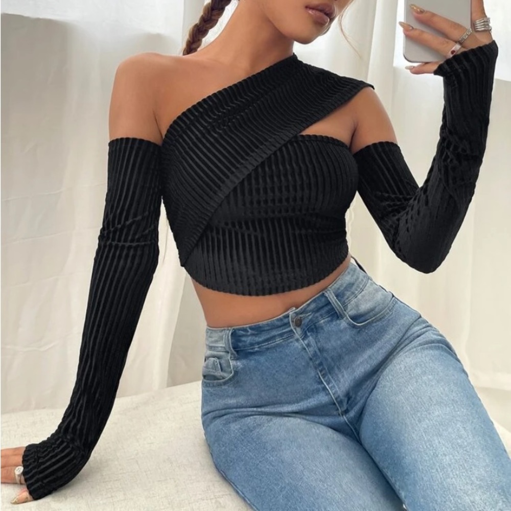 Asymmetrical Wrap Crop Top